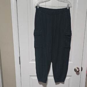 Aerie Deep Green Waffle Joggers LARGE